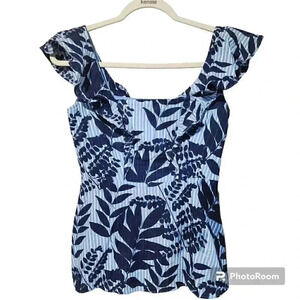 Banana Republic Cotton Kelsey Flutter Square Neck Flounce Sleeve Top Size 0